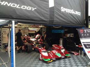 The team prepping on practice day for what will become a very wet race weekend!